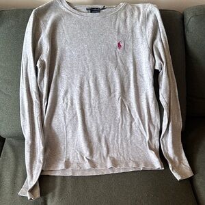 Ralph Lauren Gray Crewneck Sweater Classic Knit Design